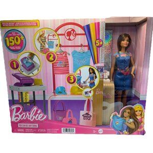 Mattel Barbie Make & Sell Boutique Playset W/Brunette Doll 150+ Pc. NICE GIFT 🎁